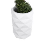 GloboStar® Artificial Garden VARENNA 20743 Επιδαπέδιο Πολυεστερικό Τσιμεντένιο Κασπώ Γλάστρα – Flower Pot Λευκό Φ40 x Υ60cm