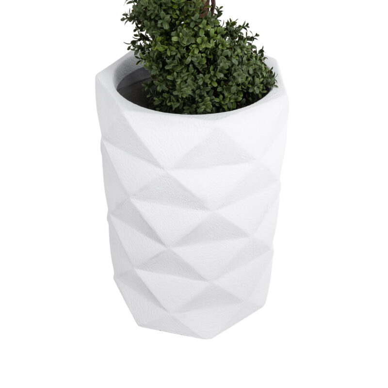 GloboStar® Artificial Garden VARENNA 20743 Επιδαπέδιο Πολυεστερικό Τσιμεντένιο Κασπώ Γλάστρα – Flower Pot Λευκό Φ40 x Υ60cm