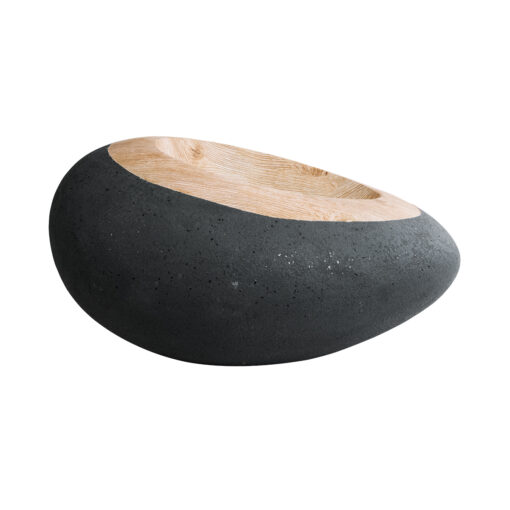 GloboStar® Artificial Garden RAVELLO 20746 Επιδαπέδιο Πολυεστερικό Τσιμεντένιο Κασπώ Γλάστρα – Flower Pot Μαύρο με Καφέ Μ82 x Π62 x Υ45cm
