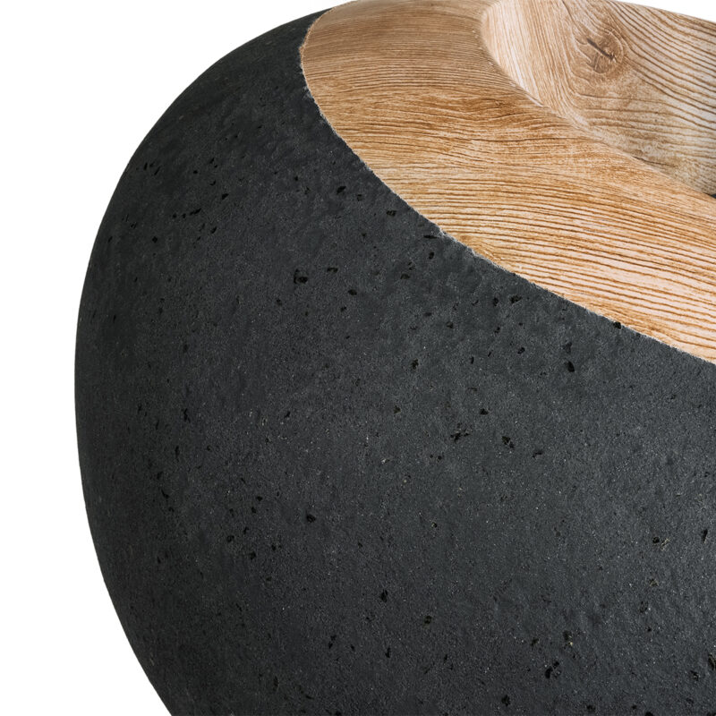 GloboStar® Artificial Garden RAVELLO 20746 Επιδαπέδιο Πολυεστερικό Τσιμεντένιο Κασπώ Γλάστρα – Flower Pot Μαύρο με Καφέ Μ82 x Π62 x Υ45cm