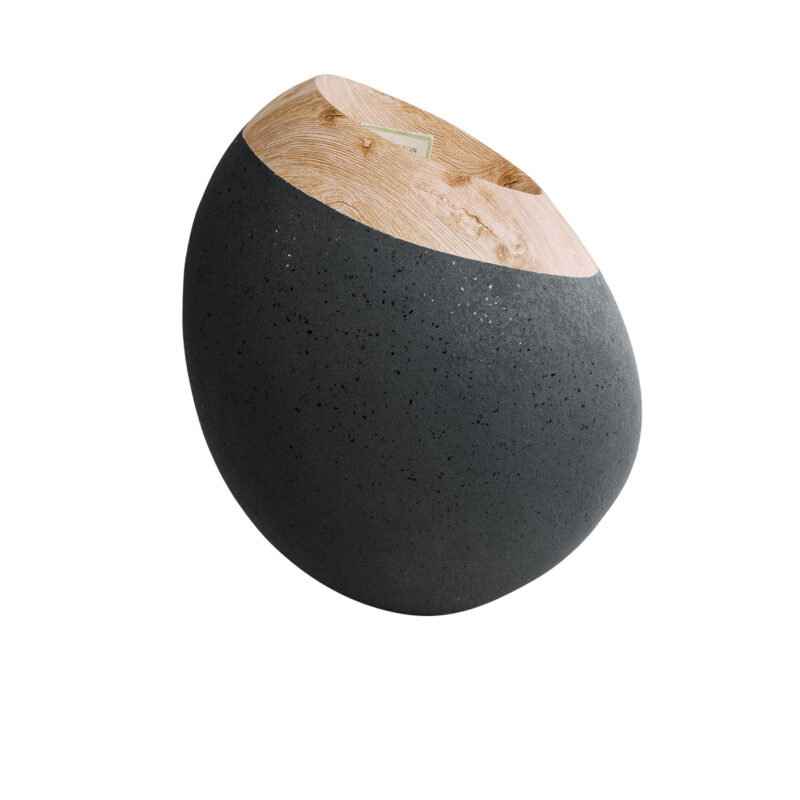 GloboStar® Artificial Garden RAVELLO 20747 Επιδαπέδιο Πολυεστερικό Τσιμεντένιο Κασπώ Γλάστρα – Flower Pot Μαύρο με Καφέ Μ60 x Π50 x Υ75cm