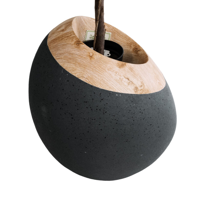 GloboStar® Artificial Garden RAVELLO 20747 Επιδαπέδιο Πολυεστερικό Τσιμεντένιο Κασπώ Γλάστρα – Flower Pot Μαύρο με Καφέ Μ60 x Π50 x Υ75cm