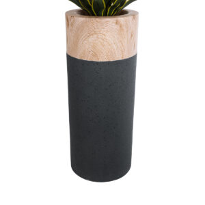 GloboStar® Artificial Garden BELLANO 20748 Επιδαπέδιο Πολυεστερικό Τσιμεντένιο Κασπώ Γλάστρα – Flower Pot Μαύρο με Καφέ Φ36 x Υ90cm