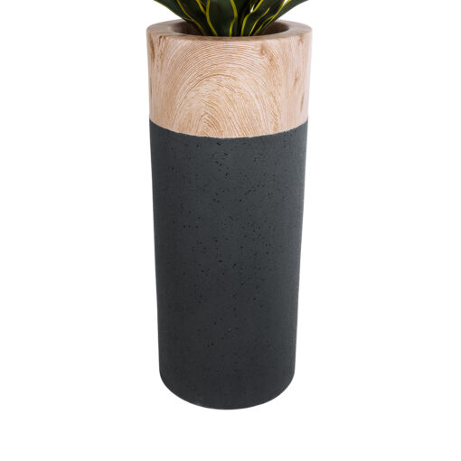 GloboStar® Artificial Garden BELLANO 20748 Επιδαπέδιο Πολυεστερικό Τσιμεντένιο Κασπώ Γλάστρα – Flower Pot Μαύρο με Καφέ Φ36 x Υ90cm