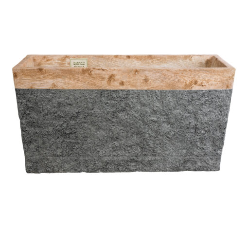 GloboStar® Artificial Garden TOSCANE 20749 Επιδαπέδιο Πολυεστερικό Τσιμεντένιο Κασπώ Γλάστρα – Flower Pot Γκρι με Καφέ Μ110 x Π30 x Υ61cm