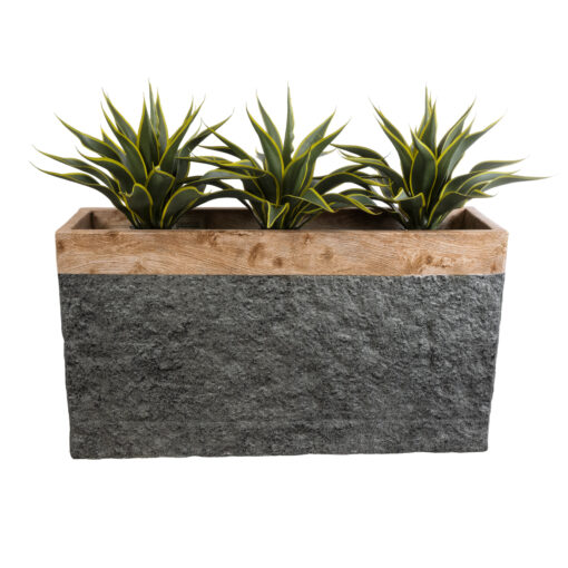 GloboStar® Artificial Garden TOSCANE 20749 Επιδαπέδιο Πολυεστερικό Τσιμεντένιο Κασπώ Γλάστρα – Flower Pot Γκρι με Καφέ Μ110 x Π30 x Υ61cm