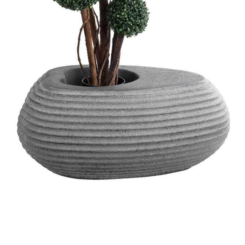 GloboStar® Artificial Garden FLORENCE 20750 Επιδαπέδιο Πολυεστερικό Τσιμεντένιο Κασπώ Γλάστρα – Flower Pot Γκρι Μ108 x Π72 x Υ40cm