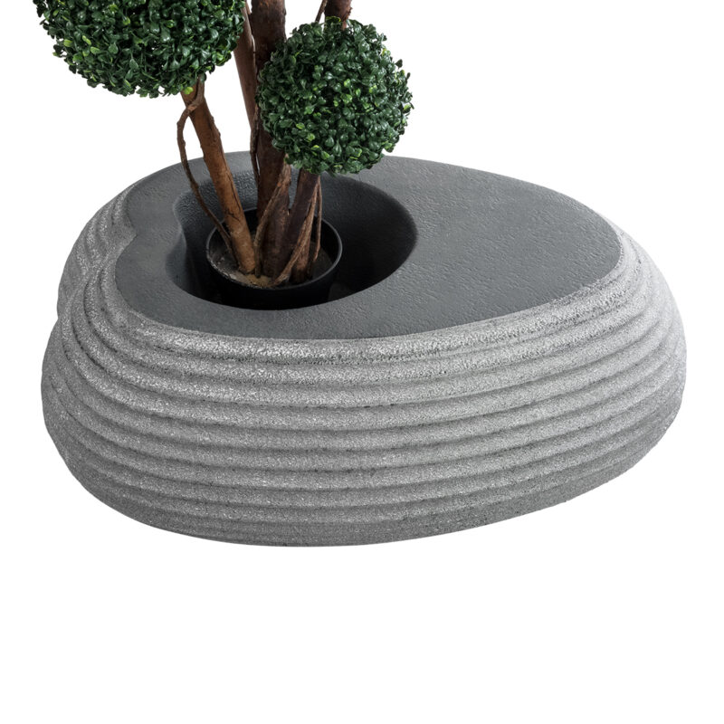 GloboStar® Artificial Garden FLORENCE 20750 Επιδαπέδιο Πολυεστερικό Τσιμεντένιο Κασπώ Γλάστρα – Flower Pot Γκρι Μ108 x Π72 x Υ40cm