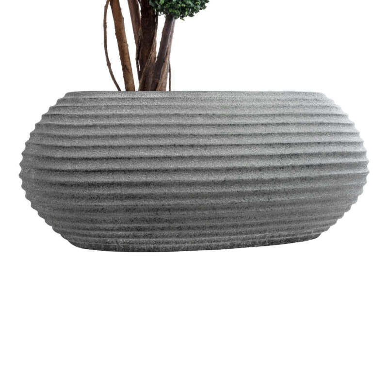 GloboStar® Artificial Garden FLORENCE 20750 Επιδαπέδιο Πολυεστερικό Τσιμεντένιο Κασπώ Γλάστρα – Flower Pot Γκρι Μ108 x Π72 x Υ40cm