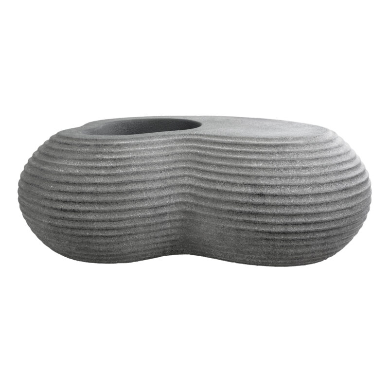 GloboStar® Artificial Garden FLORENCE 20751 Επιδαπέδιο Πολυεστερικό Τσιμεντένιο Κασπώ Γλάστρα – Flower Pot Γκρι Μ130 x Π90 x Υ48cm