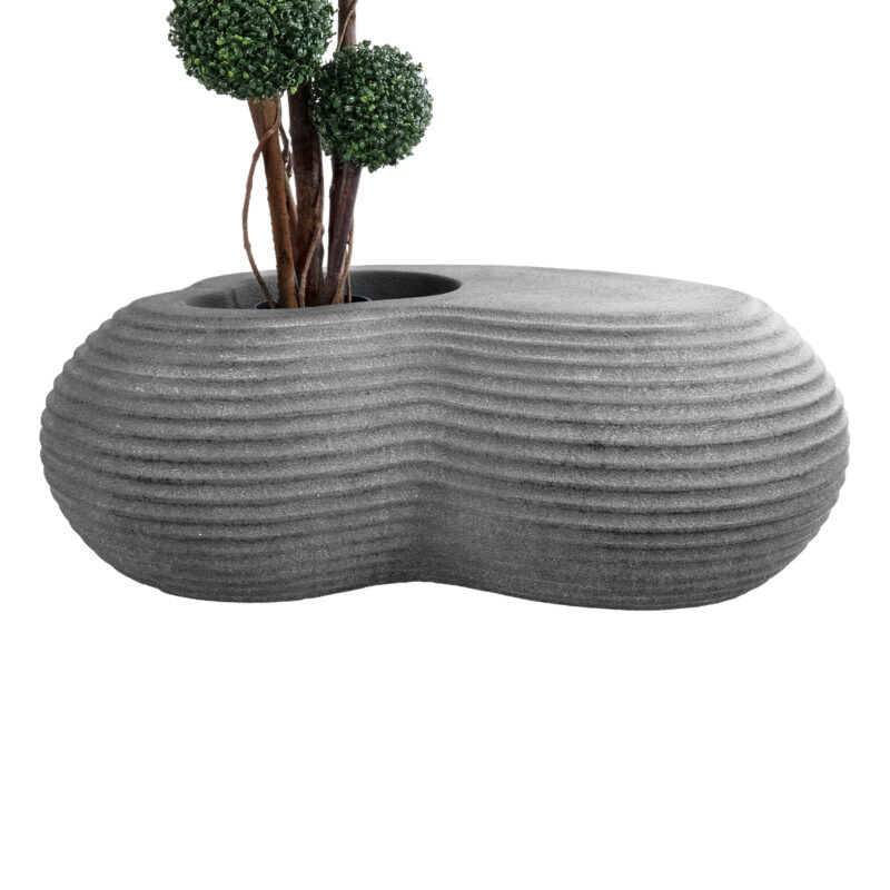 GloboStar® Artificial Garden FLORENCE 20751 Επιδαπέδιο Πολυεστερικό Τσιμεντένιο Κασπώ Γλάστρα – Flower Pot Γκρι Μ130 x Π90 x Υ48cm