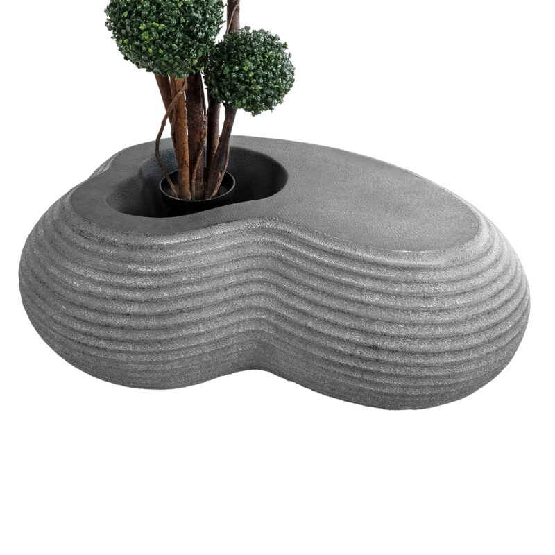 GloboStar® Artificial Garden FLORENCE 20751 Επιδαπέδιο Πολυεστερικό Τσιμεντένιο Κασπώ Γλάστρα – Flower Pot Γκρι Μ130 x Π90 x Υ48cm