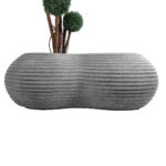 GloboStar® Artificial Garden FLORENCE 20751 Επιδαπέδιο Πολυεστερικό Τσιμεντένιο Κασπώ Γλάστρα – Flower Pot Γκρι Μ130 x Π90 x Υ48cm