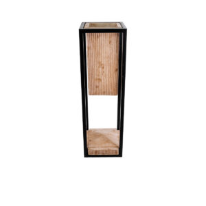 GloboStar® Artificial Garden CASSIANO 20752 Επιδαπέδιο Μεταλλικό Τσιμεντένιο Κασπώ Γλάστρα – Flower Pot Καφέ με Μαύρο Μ36 x Π36 x Υ120cm