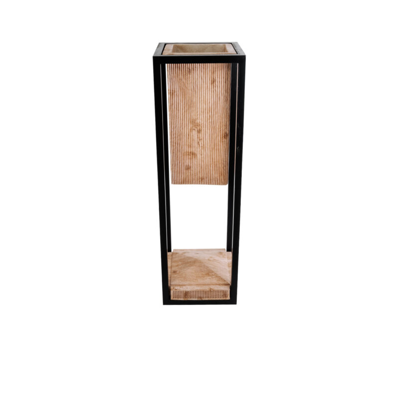 GloboStar® Artificial Garden CASSIANO 20752 Επιδαπέδιο Μεταλλικό Τσιμεντένιο Κασπώ Γλάστρα – Flower Pot Καφέ με Μαύρο Μ36 x Π36 x Υ120cm