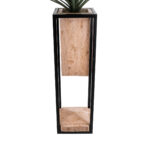 GloboStar® Artificial Garden CASSIANO 20752 Επιδαπέδιο Μεταλλικό Τσιμεντένιο Κασπώ Γλάστρα – Flower Pot Καφέ με Μαύρο Μ36 x Π36 x Υ120cm