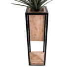 GloboStar® Artificial Garden CASSIANO 20752 Επιδαπέδιο Μεταλλικό Τσιμεντένιο Κασπώ Γλάστρα – Flower Pot Καφέ με Μαύρο Μ36 x Π36 x Υ120cm