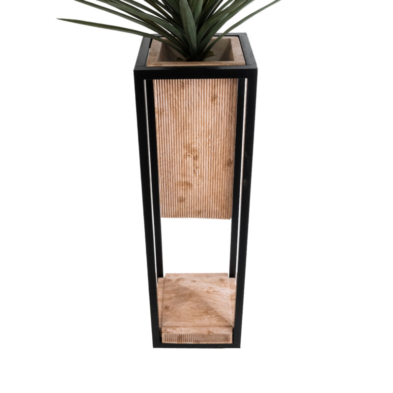 GloboStar® Artificial Garden CASSIANO 20752 Επιδαπέδιο Μεταλλικό Τσιμεντένιο Κασπώ Γλάστρα – Flower Pot Καφέ με Μαύρο Μ36 x Π36 x Υ120cm