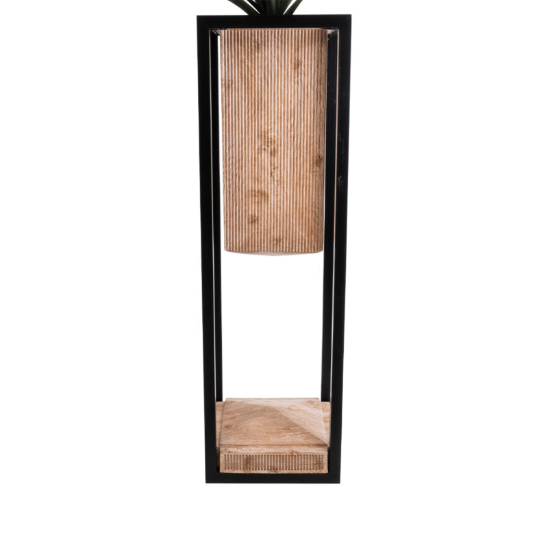 GloboStar® Artificial Garden CASSIANO 20752 Επιδαπέδιο Μεταλλικό Τσιμεντένιο Κασπώ Γλάστρα – Flower Pot Καφέ με Μαύρο Μ36 x Π36 x Υ120cm