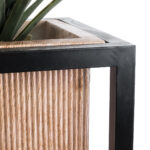 GloboStar® Artificial Garden CASSIANO 20752 Επιδαπέδιο Μεταλλικό Τσιμεντένιο Κασπώ Γλάστρα – Flower Pot Καφέ με Μαύρο Μ36 x Π36 x Υ120cm