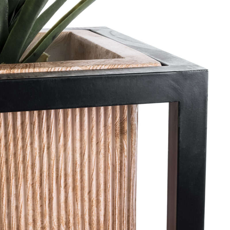 GloboStar® Artificial Garden CASSIANO 20752 Επιδαπέδιο Μεταλλικό Τσιμεντένιο Κασπώ Γλάστρα – Flower Pot Καφέ με Μαύρο Μ36 x Π36 x Υ120cm