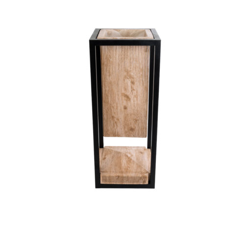 GloboStar® Artificial Garden CASSIANO 20753 Επιδαπέδιο Μεταλλικό Τσιμεντένιο Κασπώ Γλάστρα – Flower Pot Καφέ με Μαύρο Μ36 x Π36 x Υ90cm