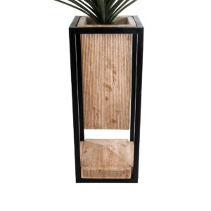 GloboStar® Artificial Garden CASSIANO 20753 Επιδαπέδιο Μεταλλικό Τσιμεντένιο Κασπώ Γλάστρα – Flower Pot Καφέ με Μαύρο Μ36 x Π36 x Υ90cm