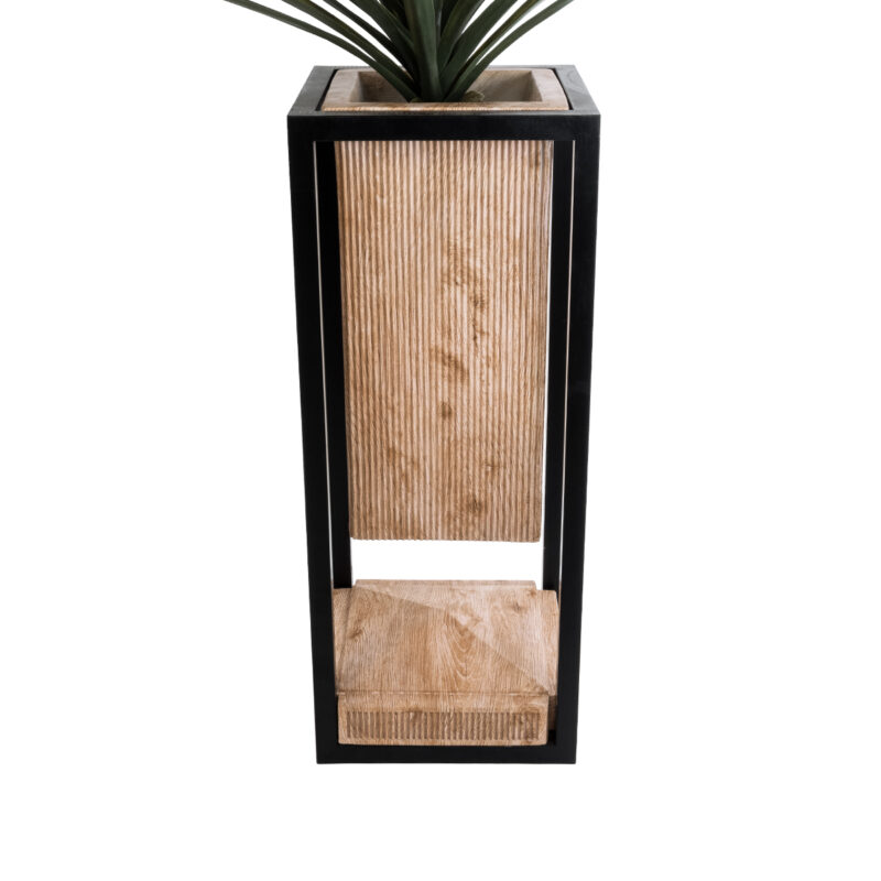 GloboStar® Artificial Garden CASSIANO 20753 Επιδαπέδιο Μεταλλικό Τσιμεντένιο Κασπώ Γλάστρα – Flower Pot Καφέ με Μαύρο Μ36 x Π36 x Υ90cm