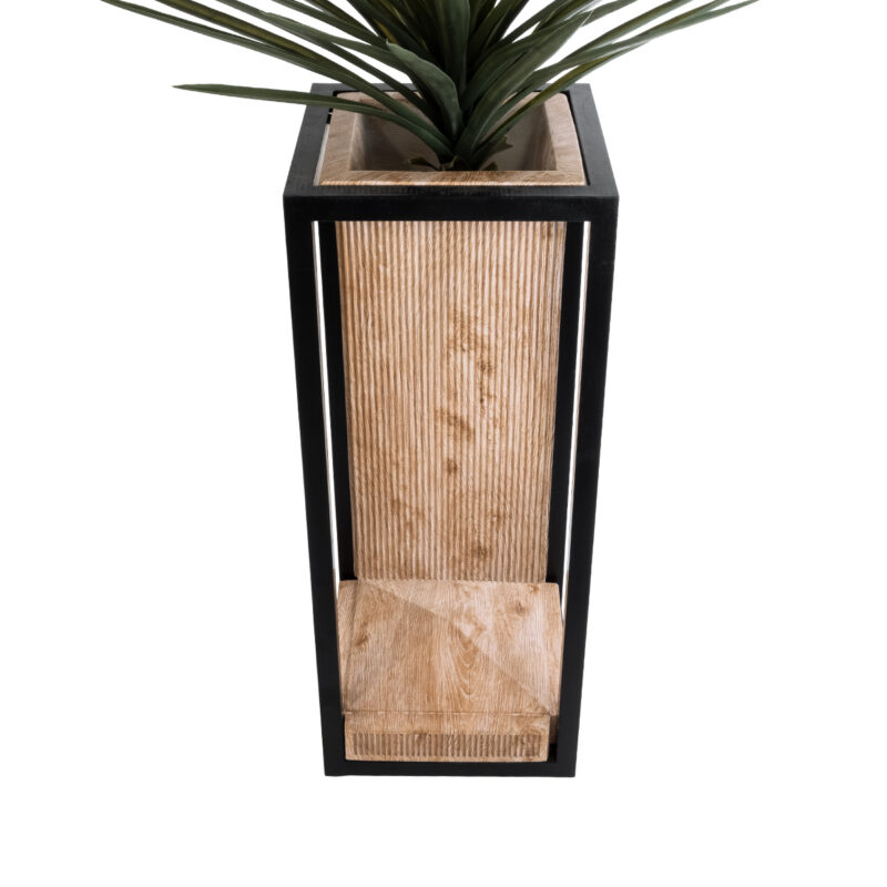 GloboStar® Artificial Garden CASSIANO 20753 Επιδαπέδιο Μεταλλικό Τσιμεντένιο Κασπώ Γλάστρα – Flower Pot Καφέ με Μαύρο Μ36 x Π36 x Υ90cm