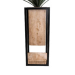 GloboStar® Artificial Garden CASSIANO 20753 Επιδαπέδιο Μεταλλικό Τσιμεντένιο Κασπώ Γλάστρα – Flower Pot Καφέ με Μαύρο Μ36 x Π36 x Υ90cm