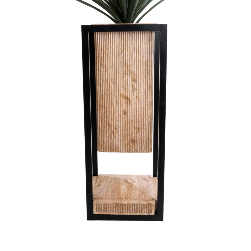 GloboStar® Artificial Garden CASSIANO 20753 Επιδαπέδιο Μεταλλικό Τσιμεντένιο Κασπώ Γλάστρα – Flower Pot Καφέ με Μαύρο Μ36 x Π36 x Υ90cm