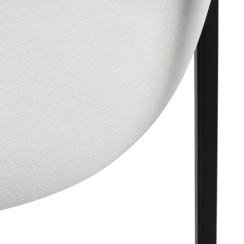 GloboStar® Artificial Garden FIORI 20754 Επιδαπέδιο Μεταλλικό Τσιμεντένιο Κασπώ Γλάστρα – Flower Pot Λευκό με Μαύρο Μ60 x Π40 x Υ60cm