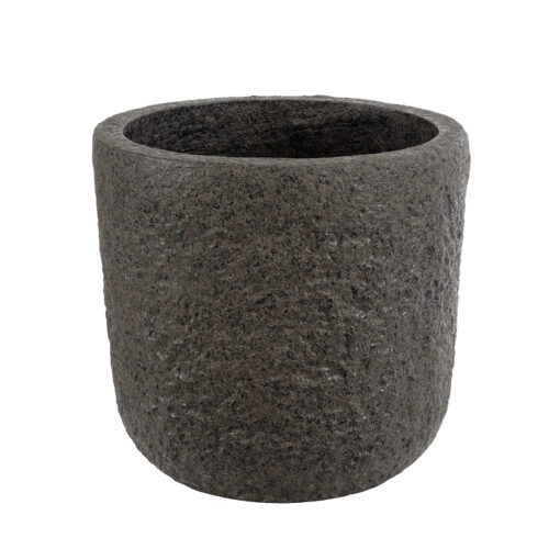 GloboStar® Artificial Garden LUCCA 20755 Επιδαπέδιο Πολυεστερικό Τσιμεντένιο Κασπώ Γλάστρα – Flower Pot Καφέ Φ25 x Υ23cm