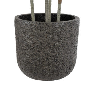 GloboStar® Artificial Garden LUCCA 20756 Επιδαπέδιο Πολυεστερικό Τσιμεντένιο Κασπώ Γλάστρα – Flower Pot Καφέ Φ31 x Υ28cm