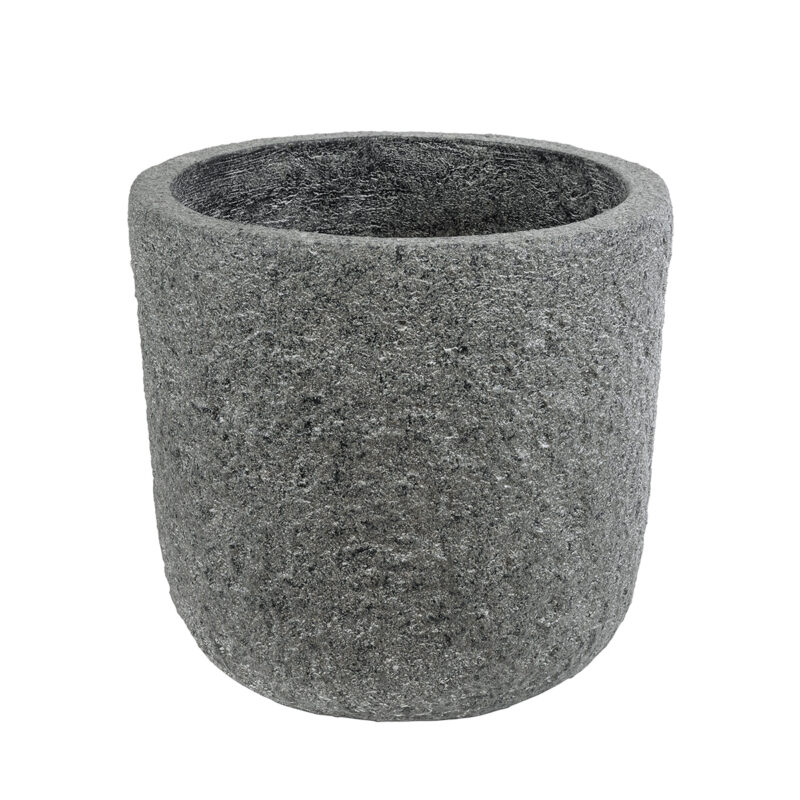 GloboStar® Artificial Garden ERICE 20757 Επιδαπέδιο Πολυεστερικό Τσιμεντένιο Κασπώ Γλάστρα – Flower Pot Γκρι Φ25 x Υ23cm