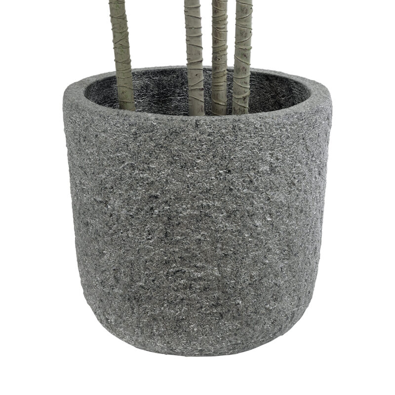 GloboStar® Artificial Garden ERICE 20757 Επιδαπέδιο Πολυεστερικό Τσιμεντένιο Κασπώ Γλάστρα – Flower Pot Γκρι Φ25 x Υ23cm