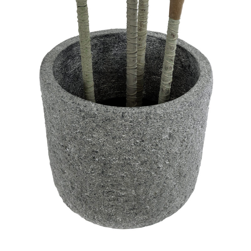 GloboStar® Artificial Garden ERICE 20757 Επιδαπέδιο Πολυεστερικό Τσιμεντένιο Κασπώ Γλάστρα – Flower Pot Γκρι Φ25 x Υ23cm