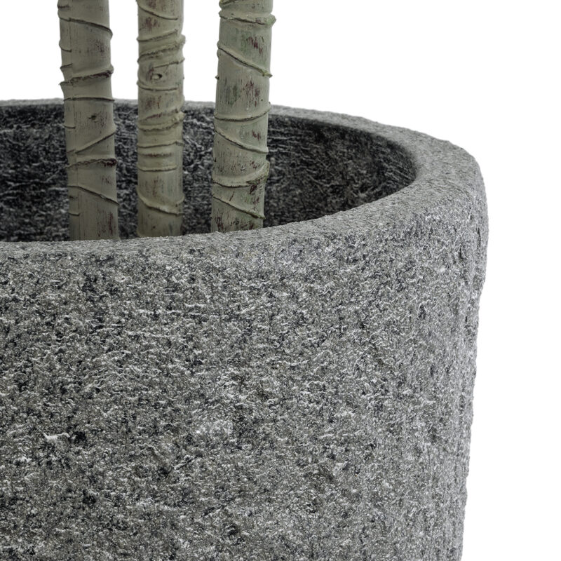 GloboStar® Artificial Garden ERICE 20757 Επιδαπέδιο Πολυεστερικό Τσιμεντένιο Κασπώ Γλάστρα – Flower Pot Γκρι Φ25 x Υ23cm