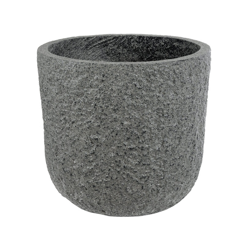 GloboStar® Artificial Garden ERICE 20758 Επιδαπέδιο Πολυεστερικό Τσιμεντένιο Κασπώ Γλάστρα – Flower Pot Γκρι Φ31 x Υ28cm