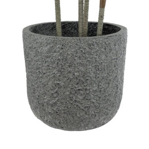 GloboStar® Artificial Garden ERICE 20758 Επιδαπέδιο Πολυεστερικό Τσιμεντένιο Κασπώ Γλάστρα – Flower Pot Γκρι Φ31 x Υ28cm