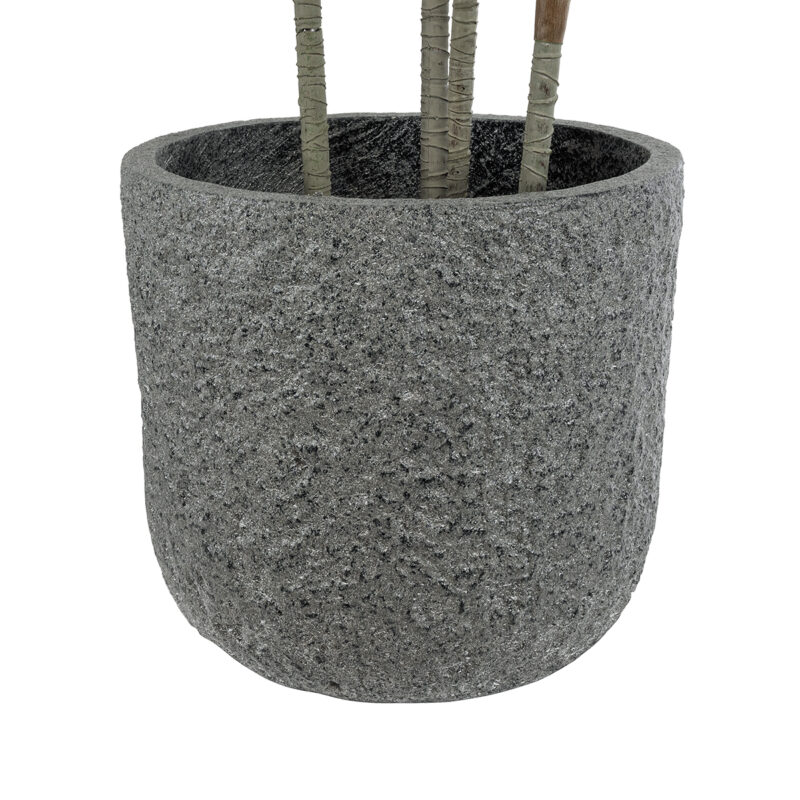 GloboStar® Artificial Garden ERICE 20758 Επιδαπέδιο Πολυεστερικό Τσιμεντένιο Κασπώ Γλάστρα – Flower Pot Γκρι Φ31 x Υ28cm