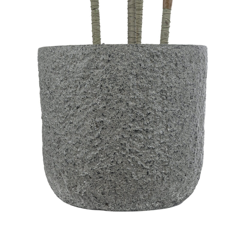 GloboStar® Artificial Garden ERICE 20758 Επιδαπέδιο Πολυεστερικό Τσιμεντένιο Κασπώ Γλάστρα – Flower Pot Γκρι Φ31 x Υ28cm