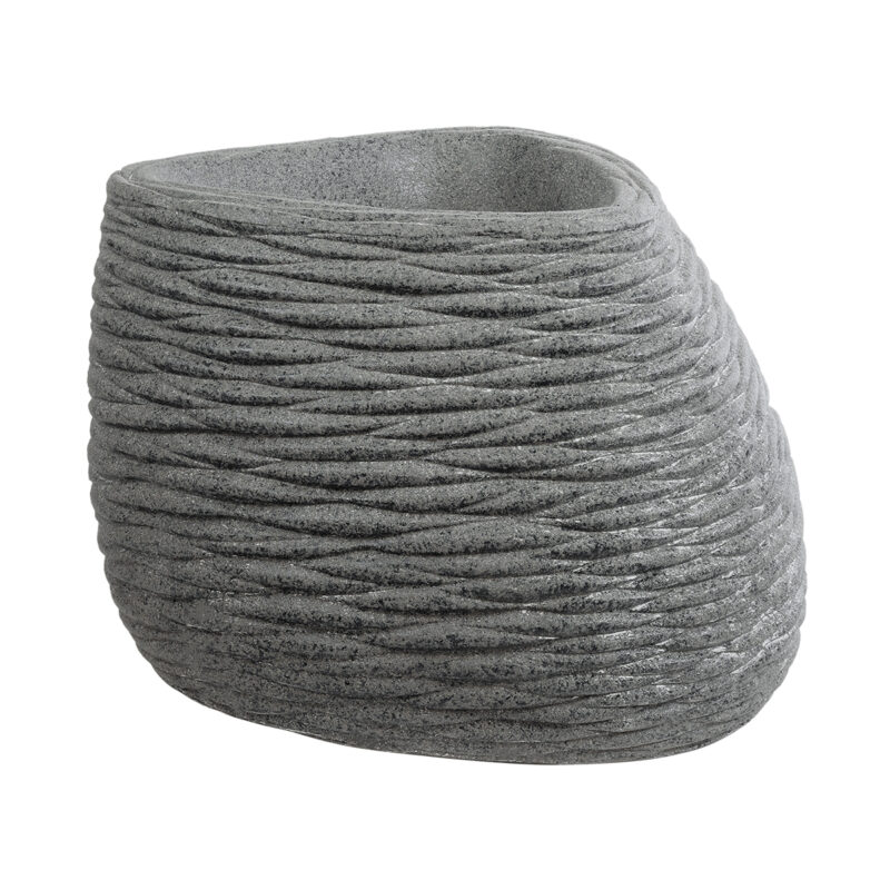 GloboStar® Artificial Garden RONDA 20759 Επιδαπέδιο Πολυεστερικό Τσιμεντένιο Κασπώ Γλάστρα – Flower Pot Γκρι Μ63 x Π41 x Υ47cm