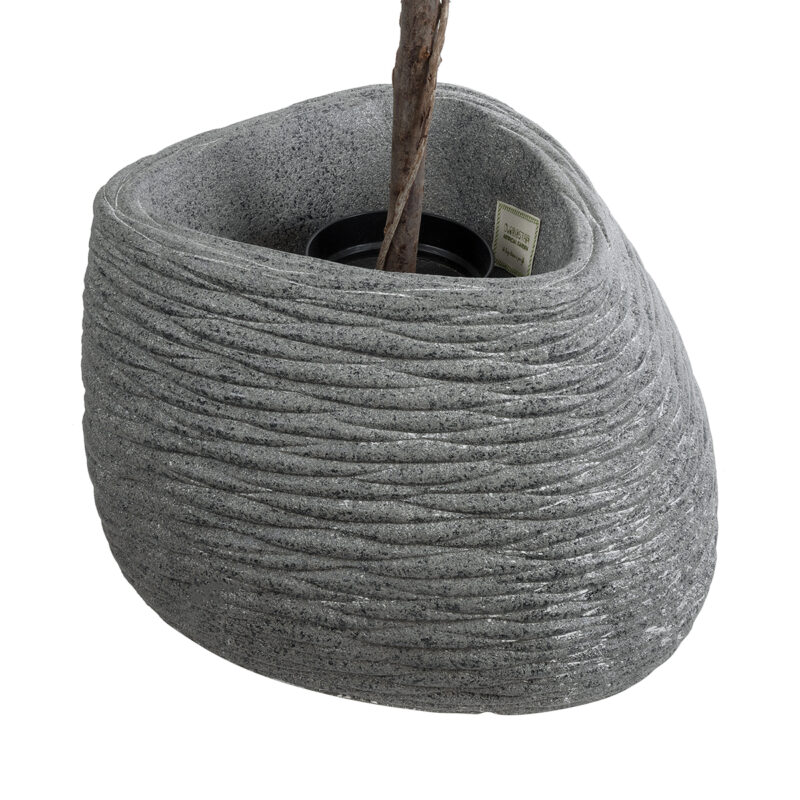 GloboStar® Artificial Garden RONDA 20759 Επιδαπέδιο Πολυεστερικό Τσιμεντένιο Κασπώ Γλάστρα – Flower Pot Γκρι Μ63 x Π41 x Υ47cm