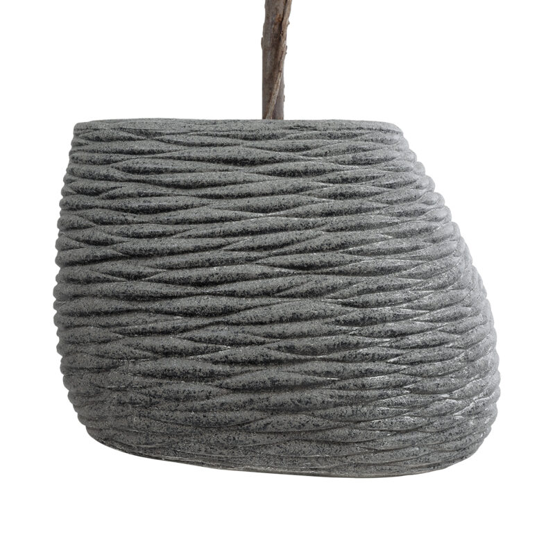 GloboStar® Artificial Garden RONDA 20759 Επιδαπέδιο Πολυεστερικό Τσιμεντένιο Κασπώ Γλάστρα – Flower Pot Γκρι Μ63 x Π41 x Υ47cm