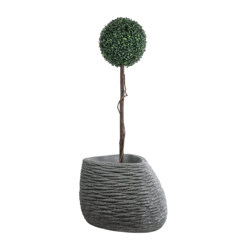 GloboStar® Artificial Garden RONDA 20759 Επιδαπέδιο Πολυεστερικό Τσιμεντένιο Κασπώ Γλάστρα – Flower Pot Γκρι Μ63 x Π41 x Υ47cm