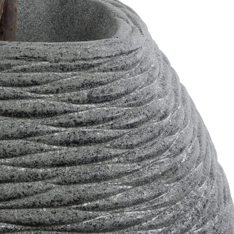 GloboStar® Artificial Garden RONDA 20759 Επιδαπέδιο Πολυεστερικό Τσιμεντένιο Κασπώ Γλάστρα – Flower Pot Γκρι Μ63 x Π41 x Υ47cm