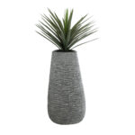 GloboStar® Artificial Garden RONDA 20760 Επιδαπέδιο Πολυεστερικό Τσιμεντένιο Κασπώ Γλάστρα – Flower Pot Γκρι Μ54 x Π48 x Υ104cm