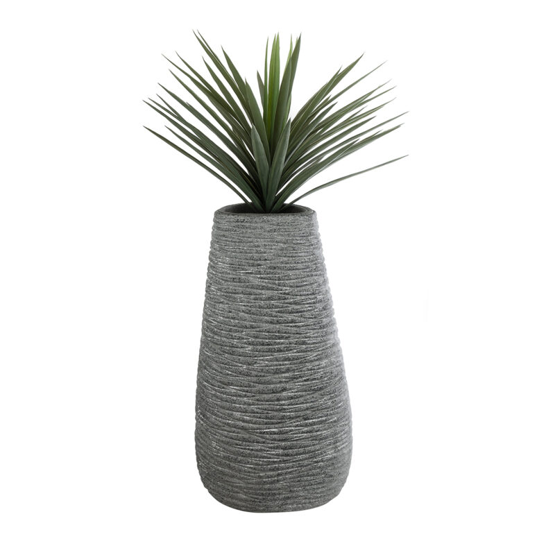 GloboStar® Artificial Garden RONDA 20760 Επιδαπέδιο Πολυεστερικό Τσιμεντένιο Κασπώ Γλάστρα – Flower Pot Γκρι Μ54 x Π48 x Υ104cm