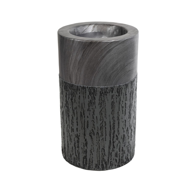 GloboStar® Artificial Garden PISA 20761 Επιδαπέδιο Πολυεστερικό Τσιμεντένιο Κασπώ Γλάστρα – Flower Pot Γκρι Ανθρακί Φ36 x Υ60cm